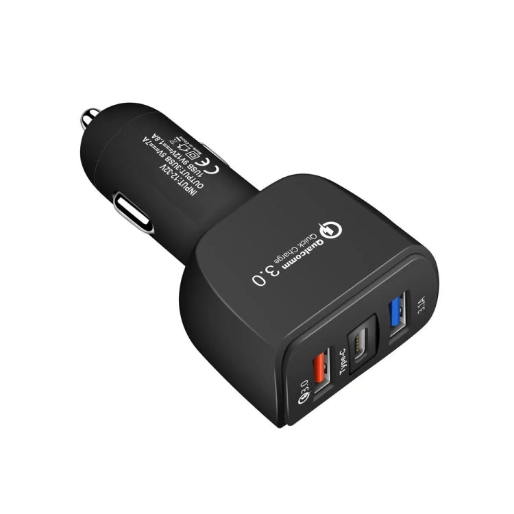YSY-386 35W QC3.0 USB + USB 2.0 + USB-C / Type-C Multi-port Car Charger Black