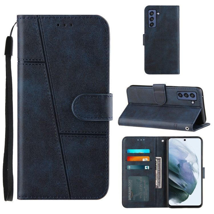 For Samsung Galaxy S21 FE Stitching Calf Texture Buckle Horizontal Flip Leather Case with Holder & Card Slots & Wallet & Lanyard