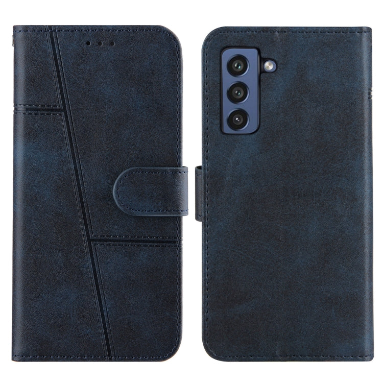 For Samsung Galaxy S21 FE Stitching Calf Texture Buckle Horizontal Flip Leather Case with Holder & Card Slots & Wallet & Lanyard