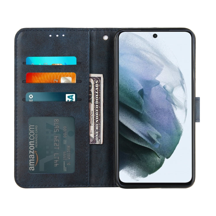 For Samsung Galaxy S21 FE Stitching Calf Texture Buckle Horizontal Flip Leather Case with Holder & Card Slots & Wallet & Lanyard