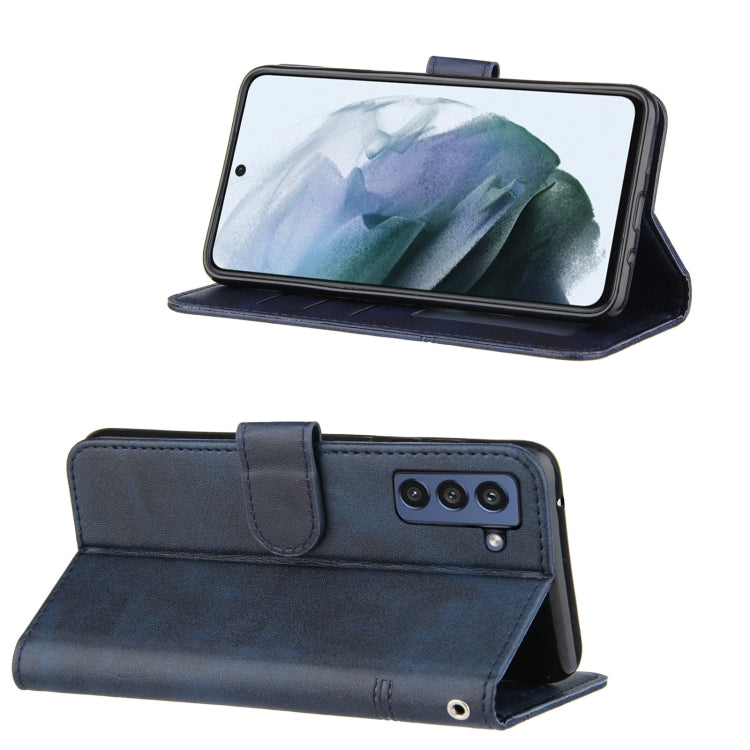For Samsung Galaxy S21 FE Stitching Calf Texture Buckle Horizontal Flip Leather Case with Holder & Card Slots & Wallet & Lanyard