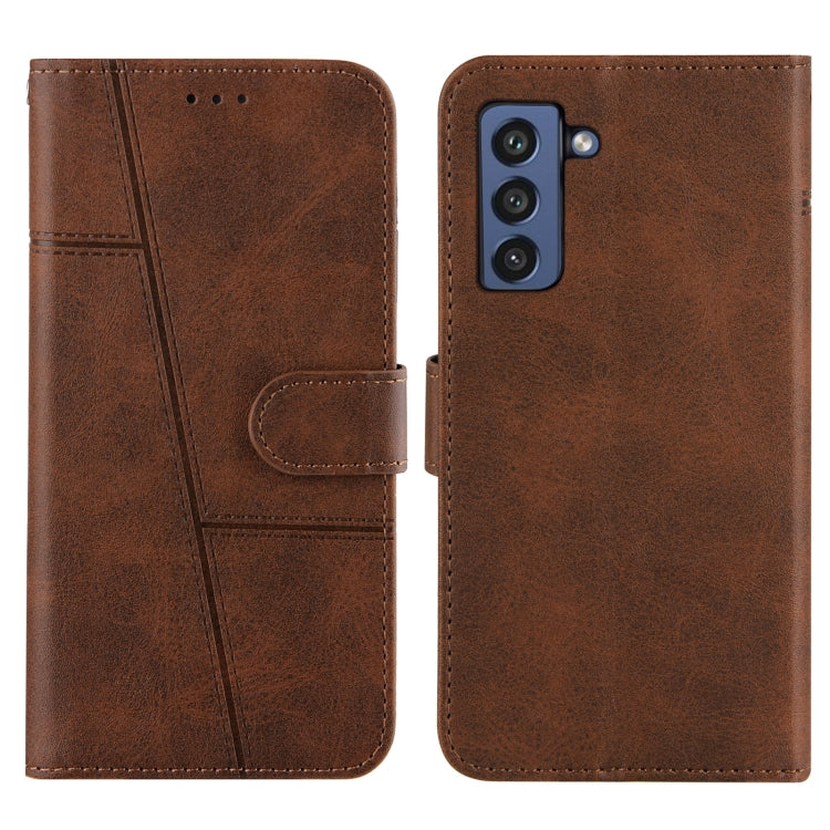 For Samsung Galaxy S21 FE Stitching Calf Texture Buckle Horizontal Flip Leather Case with Holder & Card Slots & Wallet & Lanyard