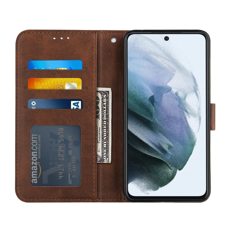 For Samsung Galaxy S21 FE Stitching Calf Texture Buckle Horizontal Flip Leather Case with Holder & Card Slots & Wallet & Lanyard
