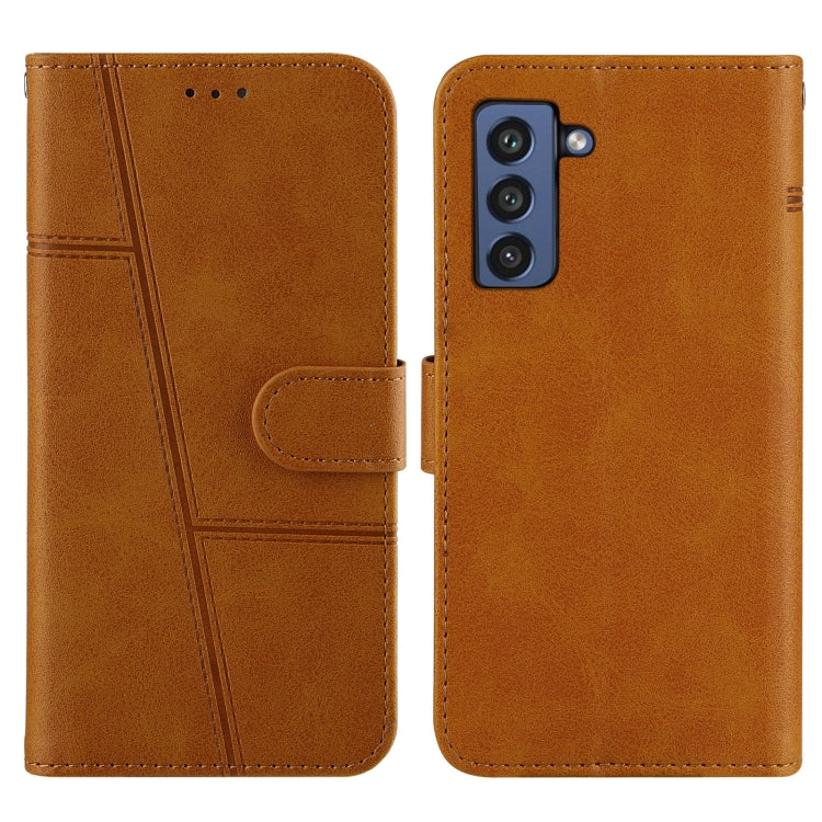 For Samsung Galaxy S21 FE Stitching Calf Texture Buckle Horizontal Flip Leather Case with Holder & Card Slots & Wallet & Lanyard