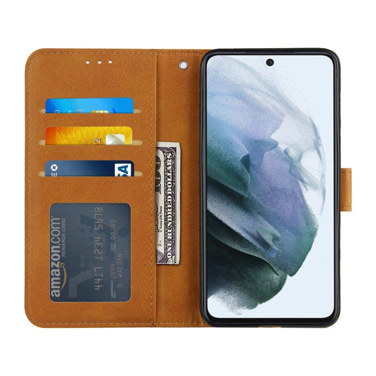 For Samsung Galaxy S21 FE Stitching Calf Texture Buckle Horizontal Flip Leather Case with Holder & Card Slots & Wallet & Lanyard