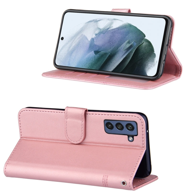 For Samsung Galaxy S21 FE Stitching Calf Texture Buckle Horizontal Flip Leather Case with Holder & Card Slots & Wallet & Lanyard