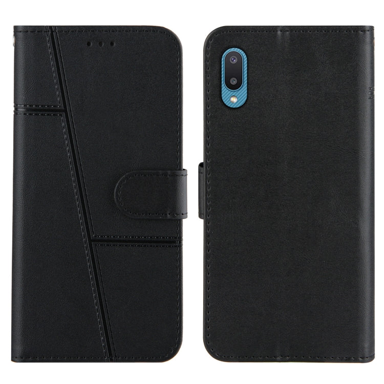 For Samsung Galaxy A02/M02 Stitching Calf Texture Buckle Horizontal Flip Leather Case with Holder & Card Slots & Wallet & Lanyard