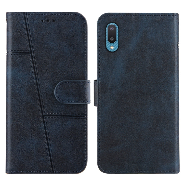 For Samsung Galaxy A02/M02 Stitching Calf Texture Buckle Horizontal Flip Leather Case with Holder & Card Slots & Wallet & Lanyard