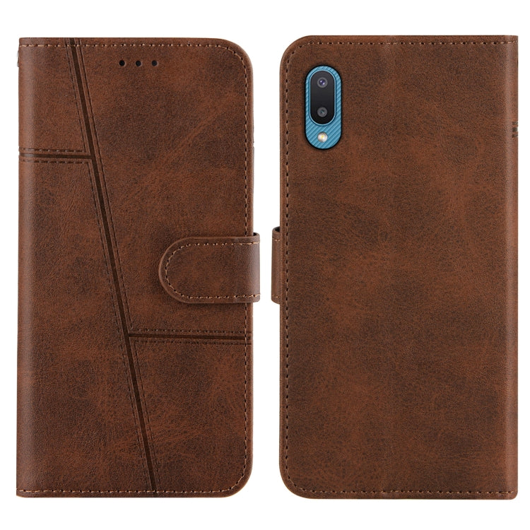 For Samsung Galaxy A02/M02 Stitching Calf Texture Buckle Horizontal Flip Leather Case with Holder & Card Slots & Wallet & Lanyard