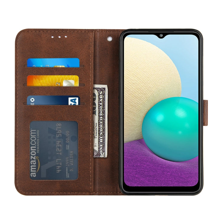 For Samsung Galaxy A02/M02 Stitching Calf Texture Buckle Horizontal Flip Leather Case with Holder & Card Slots & Wallet & Lanyard