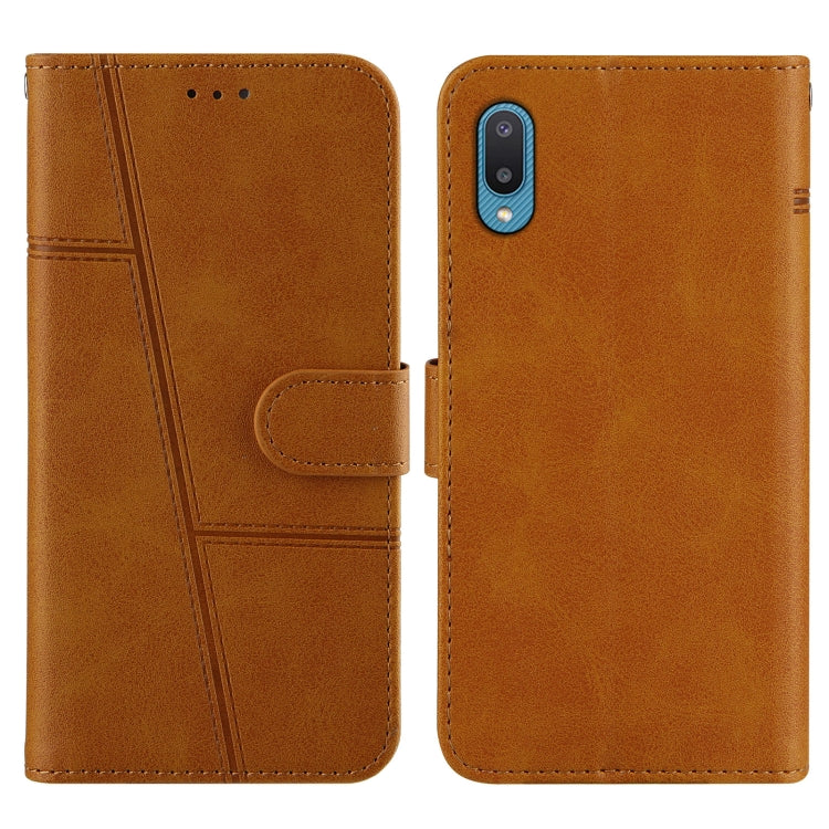 For Samsung Galaxy A02/M02 Stitching Calf Texture Buckle Horizontal Flip Leather Case with Holder & Card Slots & Wallet & Lanyard