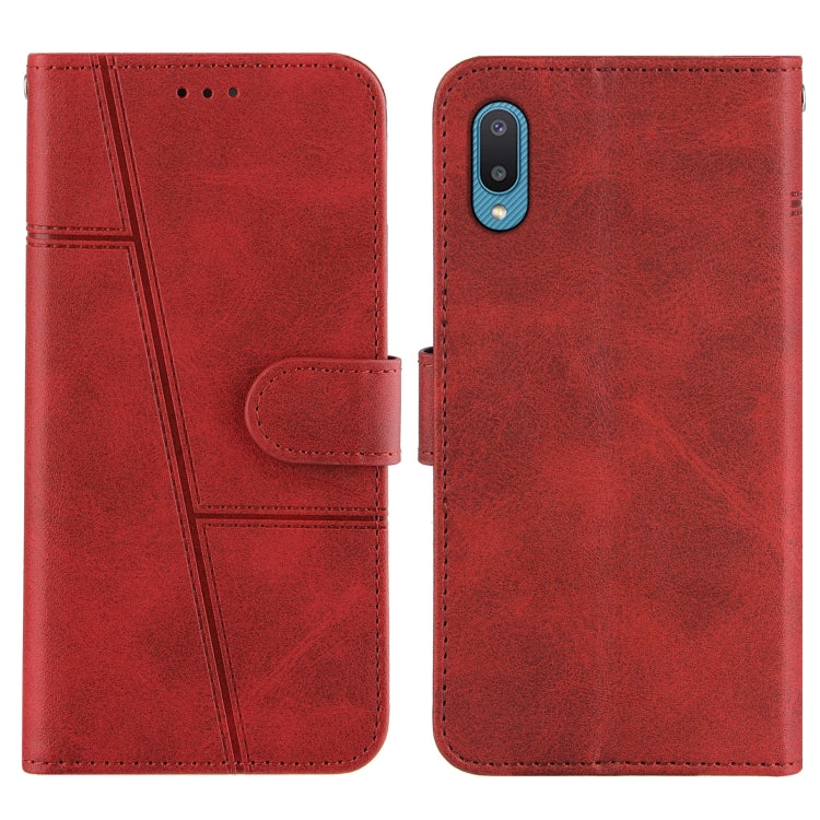 For Samsung Galaxy A02/M02 Stitching Calf Texture Buckle Horizontal Flip Leather Case with Holder & Card Slots & Wallet & Lanyard