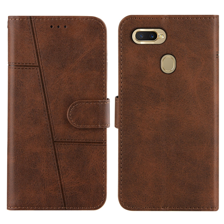 For OPPO A7 / A5S / A12 Stitching Calf Texture Buckle Horizontal Flip Leather Case with Holder & Card Slots & Wallet & Lanyard