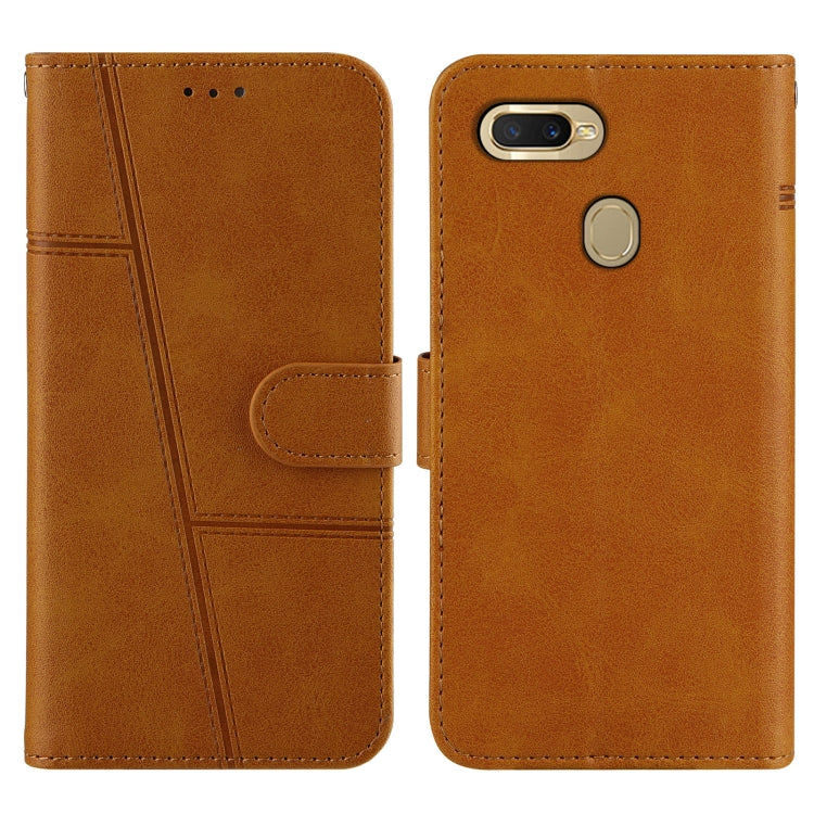 For OPPO A7 / A5S / A12 Stitching Calf Texture Buckle Horizontal Flip Leather Case with Holder & Card Slots & Wallet & Lanyard