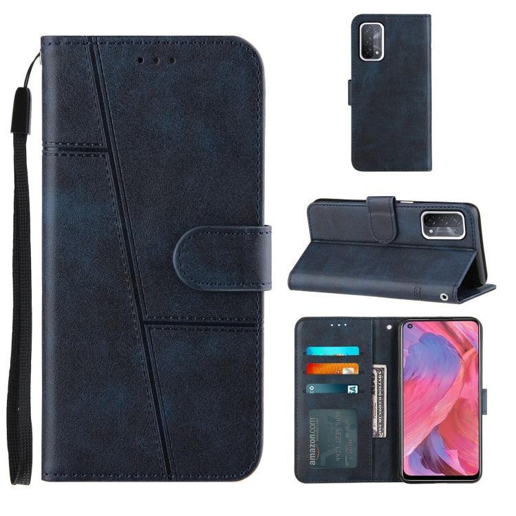 For OPPO A93 5G / A74 5G Stitching Calf Texture Buckle Horizontal Flip Leather Case with Holder & Card Slots & Wallet & Lanyard