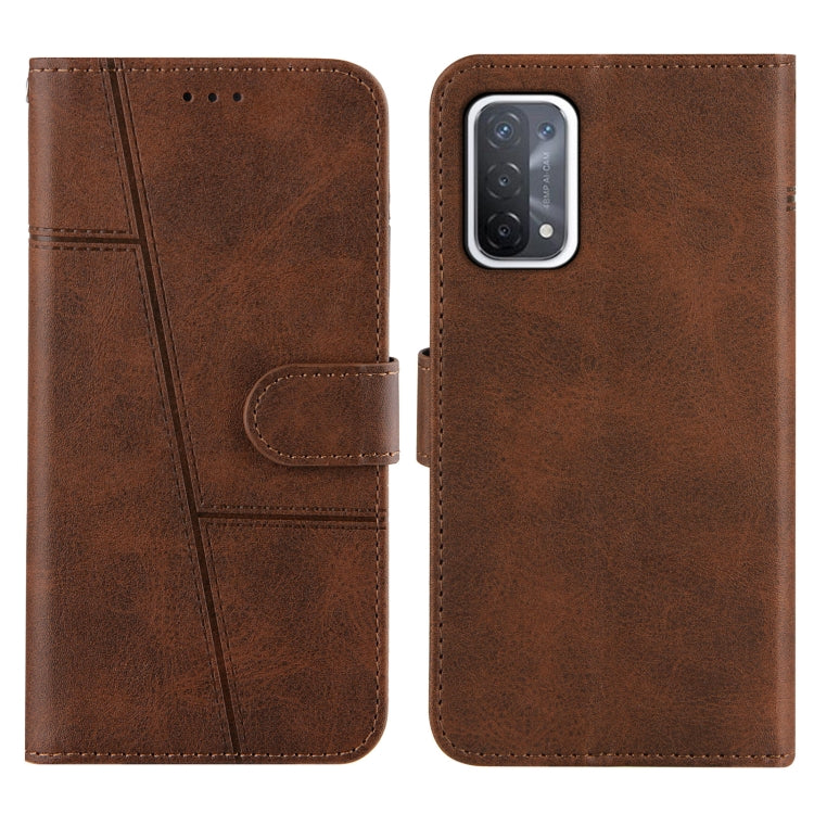 For OPPO A93 5G / A74 5G Stitching Calf Texture Buckle Horizontal Flip Leather Case with Holder & Card Slots & Wallet & Lanyard