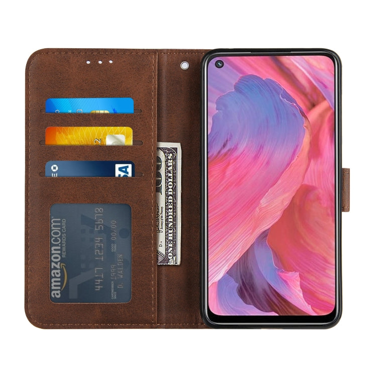 For OPPO A93 5G / A74 5G Stitching Calf Texture Buckle Horizontal Flip Leather Case with Holder & Card Slots & Wallet & Lanyard
