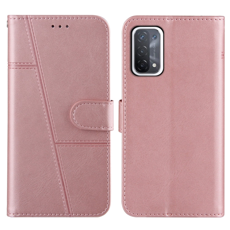 For OPPO A93 5G / A74 5G Stitching Calf Texture Buckle Horizontal Flip Leather Case with Holder & Card Slots & Wallet & Lanyard