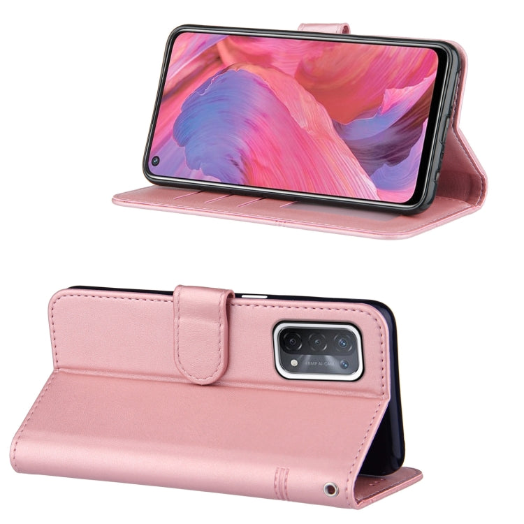 For OPPO A93 5G / A74 5G Stitching Calf Texture Buckle Horizontal Flip Leather Case with Holder & Card Slots & Wallet & Lanyard