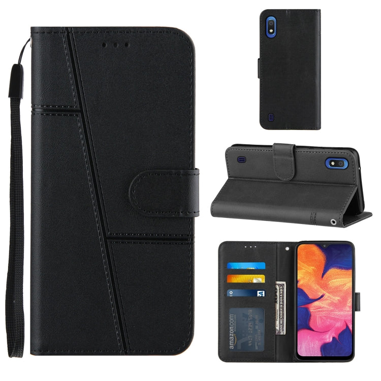 For Samsung Galaxy A10/M10 Stitching Calf Texture Buckle Horizontal Flip Leather Case with Holder & Card Slots & Wallet & Lanyard