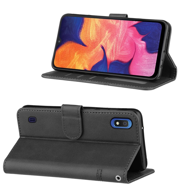 For Samsung Galaxy A10/M10 Stitching Calf Texture Buckle Horizontal Flip Leather Case with Holder & Card Slots & Wallet & Lanyard
