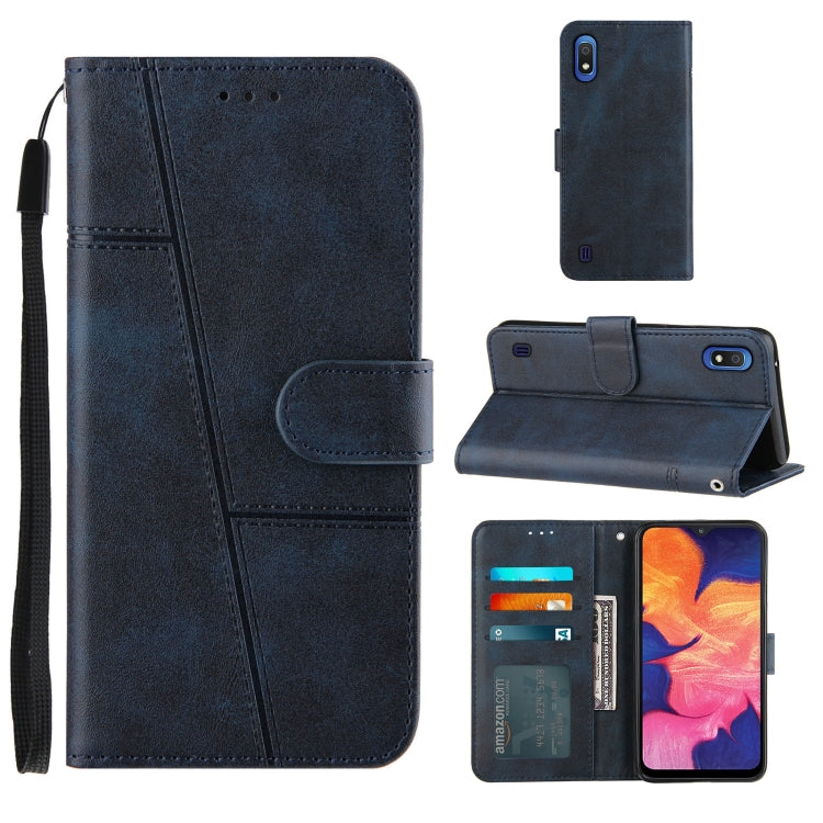 For Samsung Galaxy A10/M10 Stitching Calf Texture Buckle Horizontal Flip Leather Case with Holder & Card Slots & Wallet & Lanyard