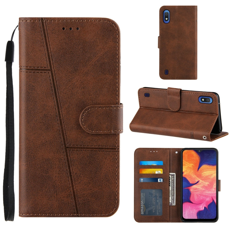 For Samsung Galaxy A10/M10 Stitching Calf Texture Buckle Horizontal Flip Leather Case with Holder & Card Slots & Wallet & Lanyard