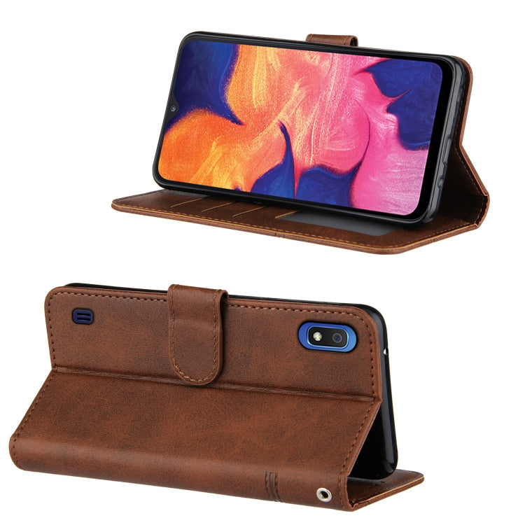 For Samsung Galaxy A10/M10 Stitching Calf Texture Buckle Horizontal Flip Leather Case with Holder & Card Slots & Wallet & Lanyard
