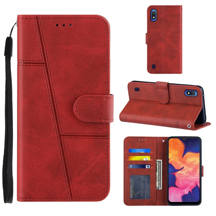 For Samsung Galaxy A10/M10 Stitching Calf Texture Buckle Horizontal Flip Leather Case with Holder & Card Slots & Wallet & Lanyard