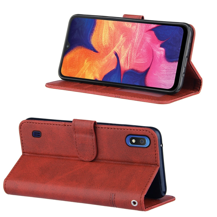 For Samsung Galaxy A10/M10 Stitching Calf Texture Buckle Horizontal Flip Leather Case with Holder & Card Slots & Wallet & Lanyard