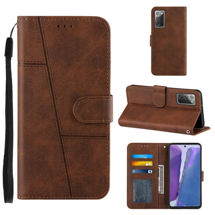 For Samsung Galaxy Note20 Stitching Calf Texture Buckle Horizontal Flip Leather Case with Holder & Card Slots & Wallet & Lanyard