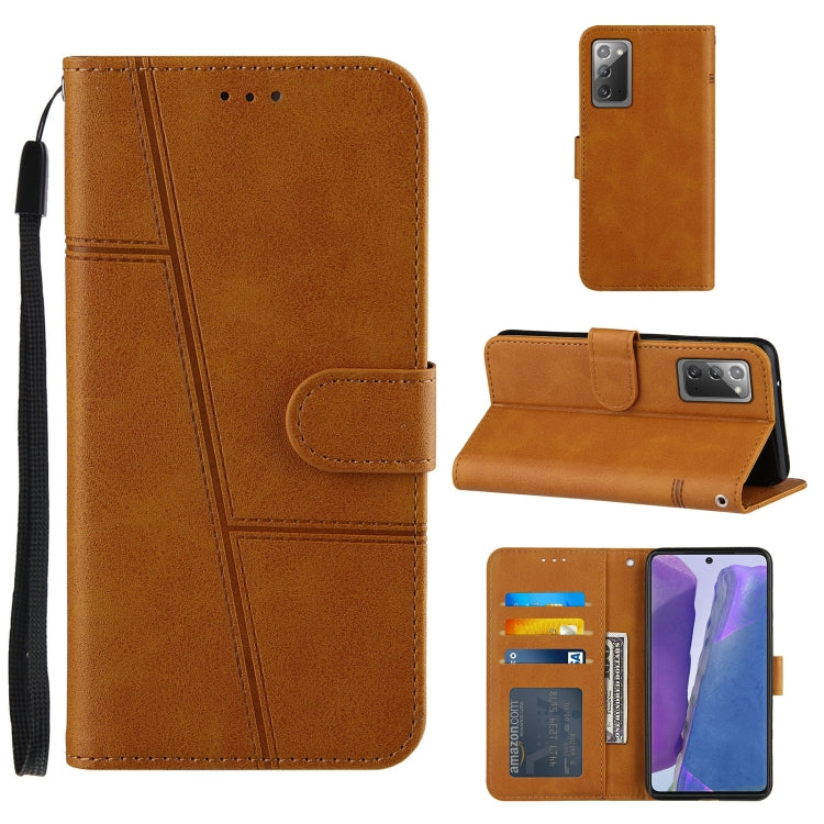 For Samsung Galaxy Note20 Stitching Calf Texture Buckle Horizontal Flip Leather Case with Holder & Card Slots & Wallet & Lanyard
