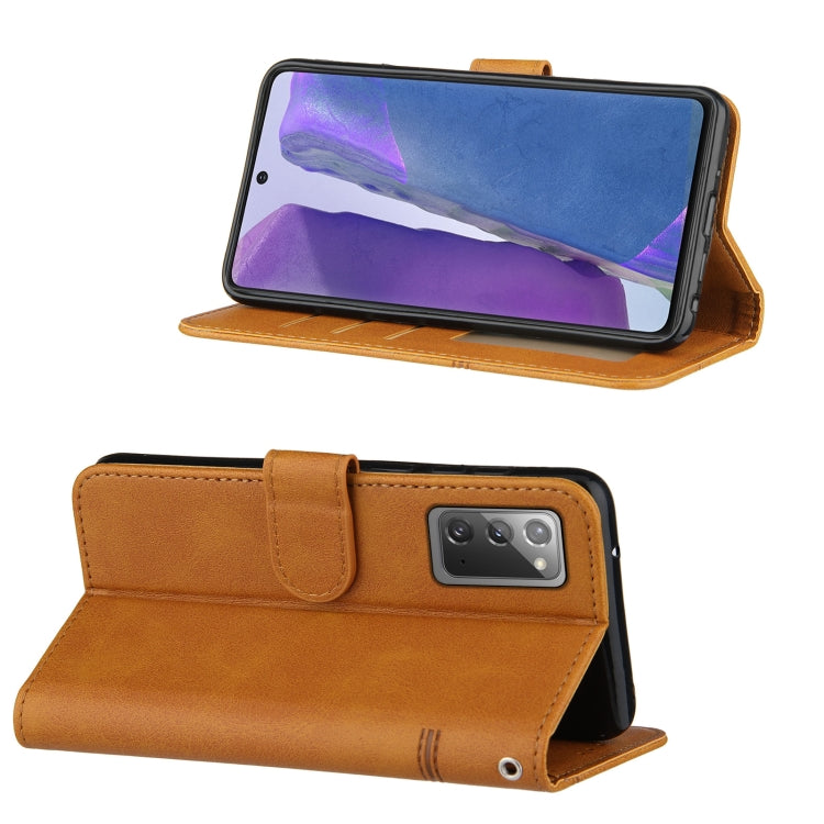 For Samsung Galaxy Note20 Stitching Calf Texture Buckle Horizontal Flip Leather Case with Holder & Card Slots & Wallet & Lanyard