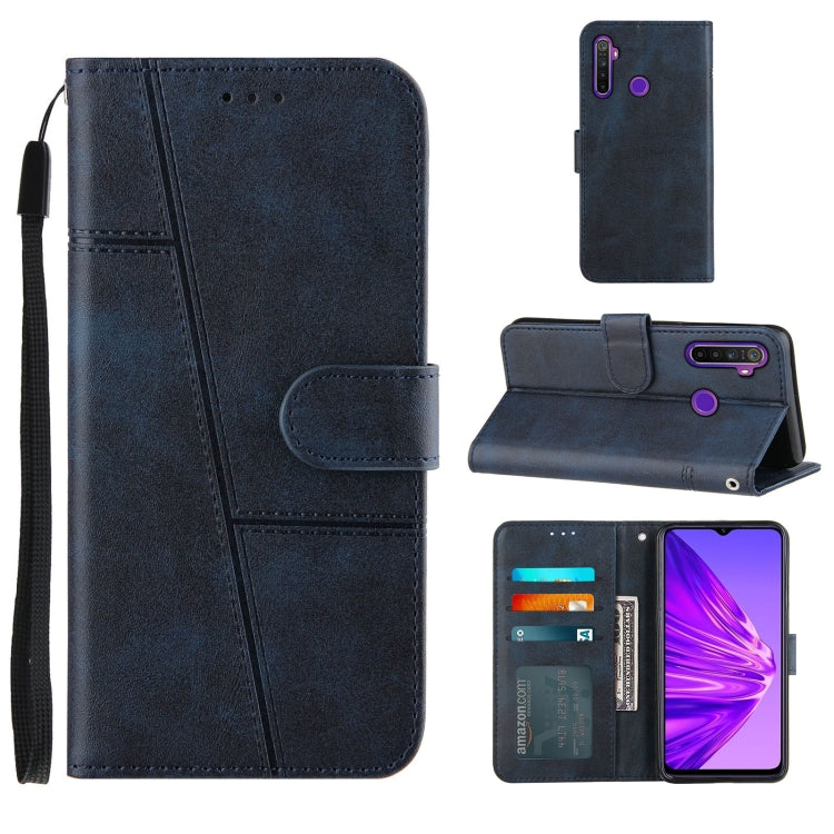 For OPPO Realme 5 / 6i Stitching Calf Texture Buckle Horizontal Flip Leather Case with Holder & Card Slots & Wallet & Lanyard