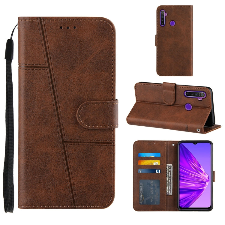 For OPPO Realme 5 / 6i Stitching Calf Texture Buckle Horizontal Flip Leather Case with Holder & Card Slots & Wallet & Lanyard