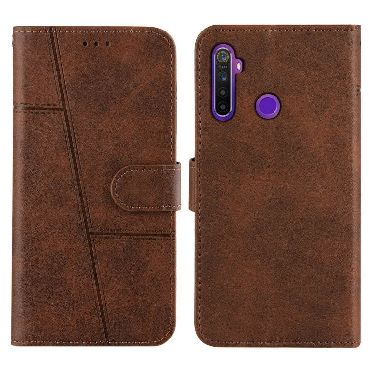 For OPPO Realme 5 / 6i Stitching Calf Texture Buckle Horizontal Flip Leather Case with Holder & Card Slots & Wallet & Lanyard