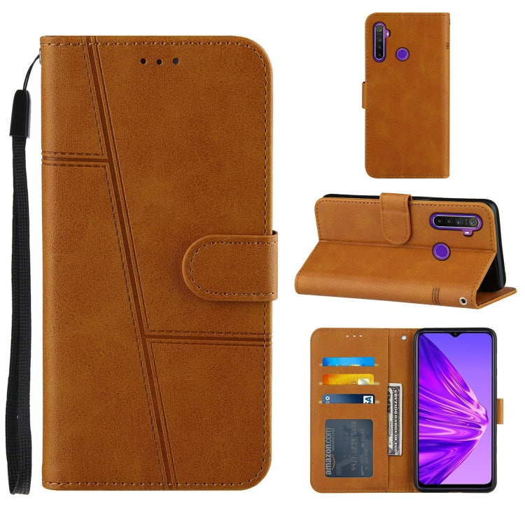 For OPPO Realme 5 / 6i Stitching Calf Texture Buckle Horizontal Flip Leather Case with Holder & Card Slots & Wallet & Lanyard