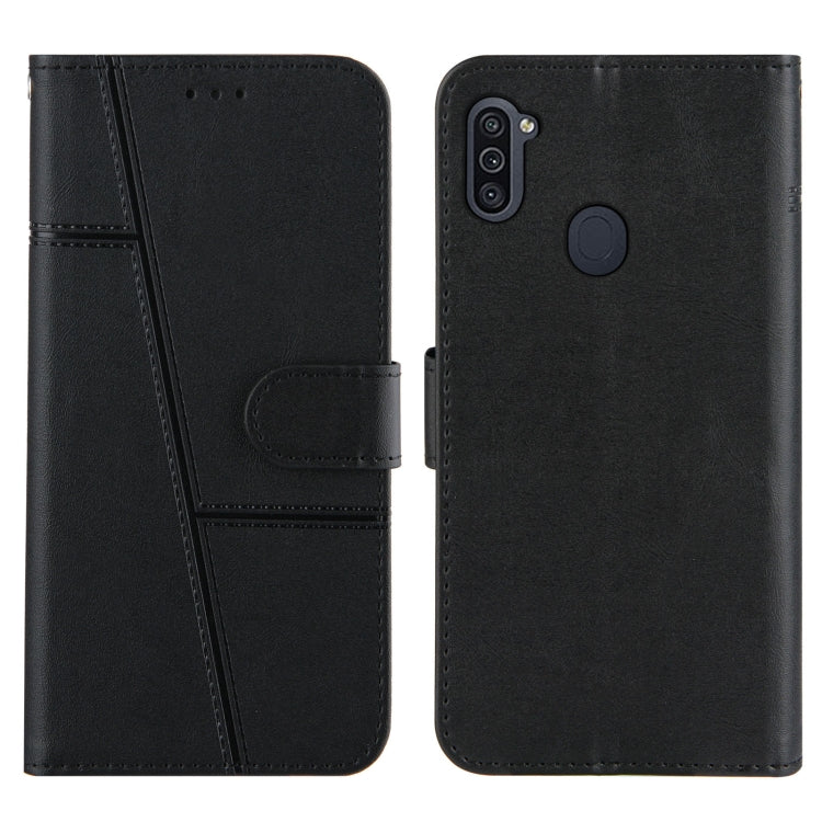 For Samsung Galaxy A11/M11 Stitching Calf Texture Buckle Horizontal Flip Leather Case with Holder & Card Slots & Wallet & Lanyard