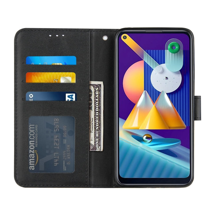 For Samsung Galaxy A11/M11 Stitching Calf Texture Buckle Horizontal Flip Leather Case with Holder & Card Slots & Wallet & Lanyard