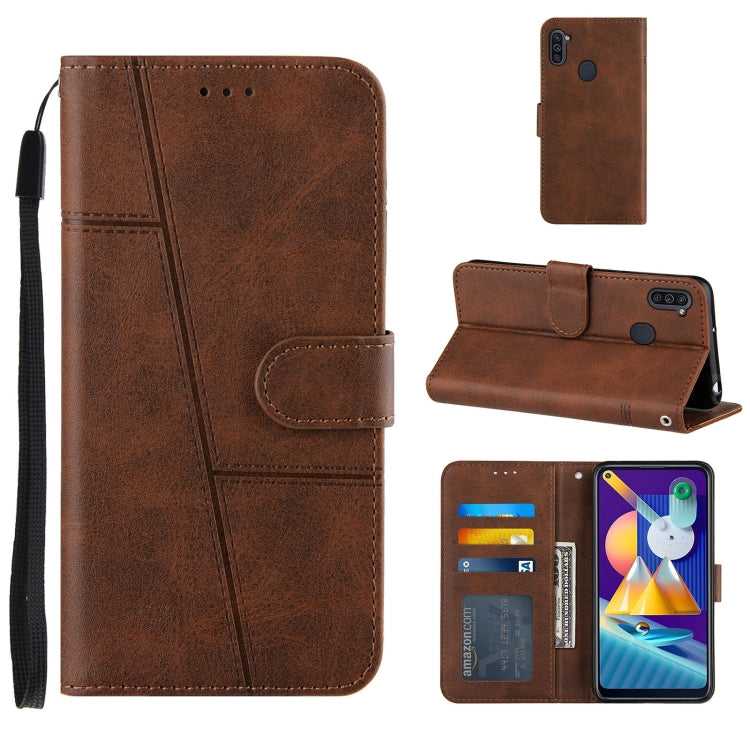 For Samsung Galaxy A11/M11 Stitching Calf Texture Buckle Horizontal Flip Leather Case with Holder & Card Slots & Wallet & Lanyard