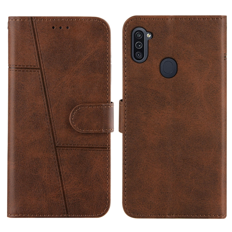 For Samsung Galaxy A11/M11 Stitching Calf Texture Buckle Horizontal Flip Leather Case with Holder & Card Slots & Wallet & Lanyard