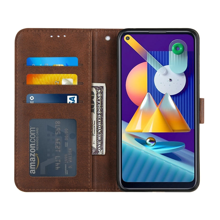 For Samsung Galaxy A11/M11 Stitching Calf Texture Buckle Horizontal Flip Leather Case with Holder & Card Slots & Wallet & Lanyard