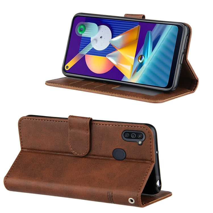 For Samsung Galaxy A11/M11 Stitching Calf Texture Buckle Horizontal Flip Leather Case with Holder & Card Slots & Wallet & Lanyard