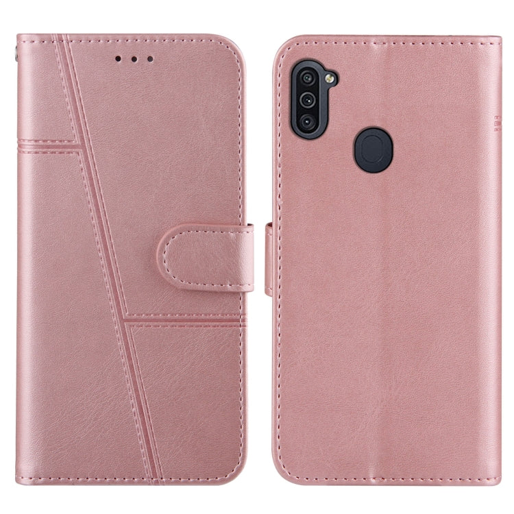 For Samsung Galaxy A11/M11 Stitching Calf Texture Buckle Horizontal Flip Leather Case with Holder & Card Slots & Wallet & Lanyard