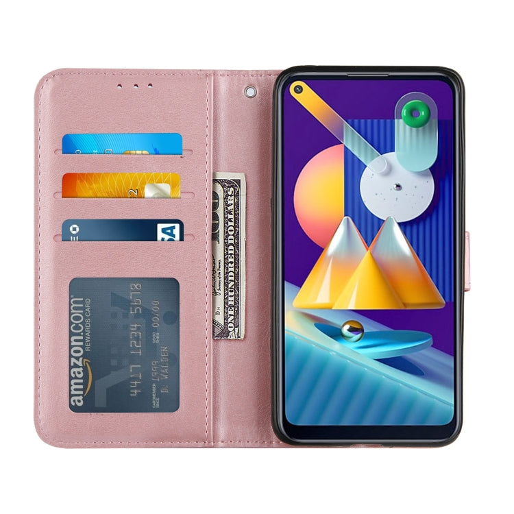 For Samsung Galaxy A11/M11 Stitching Calf Texture Buckle Horizontal Flip Leather Case with Holder & Card Slots & Wallet & Lanyard