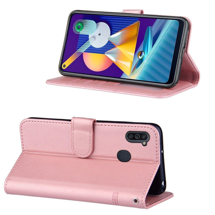 For Samsung Galaxy A11/M11 Stitching Calf Texture Buckle Horizontal Flip Leather Case with Holder & Card Slots & Wallet & Lanyard