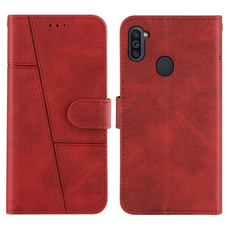 For Samsung Galaxy A11/M11 Stitching Calf Texture Buckle Horizontal Flip Leather Case with Holder & Card Slots & Wallet & Lanyard
