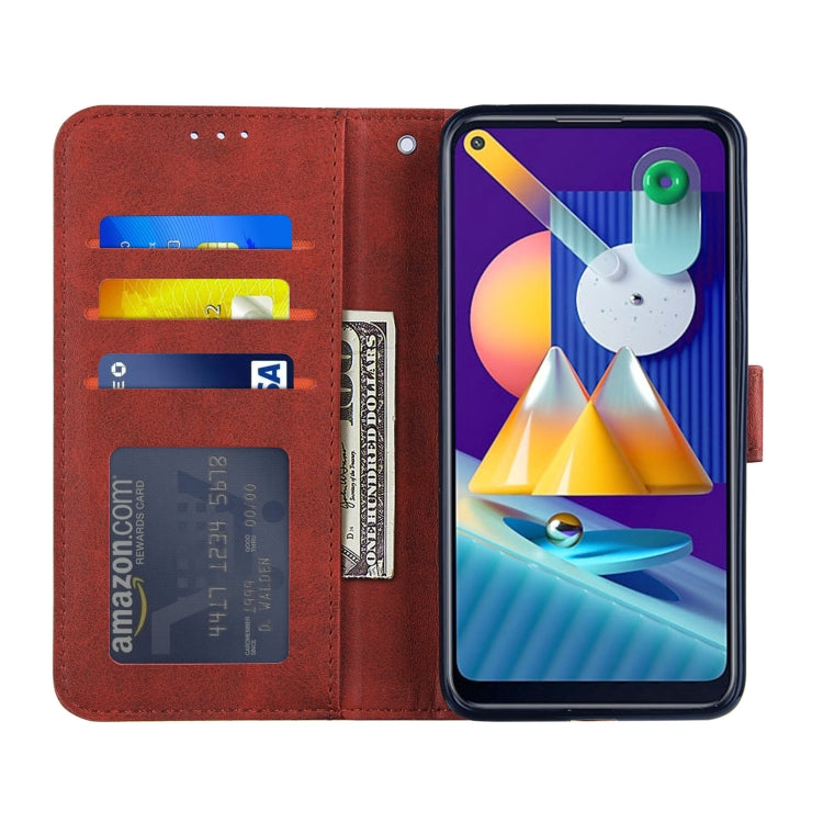 For Samsung Galaxy A11/M11 Stitching Calf Texture Buckle Horizontal Flip Leather Case with Holder & Card Slots & Wallet & Lanyard