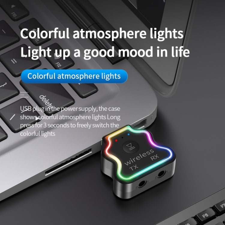 JD-M10 Bluetooth USB 5.0 Receiving and Transmitting All-in-One Machine with Colorfully Atmospheres Light and Call Function