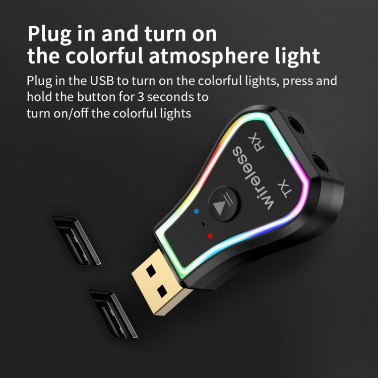 JD-M11USB 5.0 Colorful Ambient Light Car Bluetooth Audio Transmitter Receiver Car Hands-free Call Adapter
